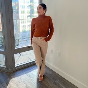 Burnt orange crop turtleneck sweater